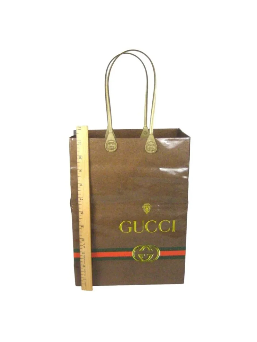 Gucci Shopping Paper Bag ONLY Publistyle Italy Plastic Handles 10 x 8 In EMPTY